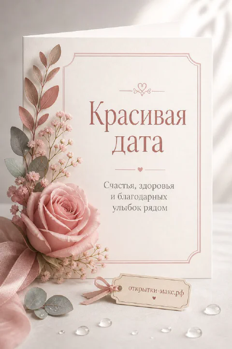 Аккуратная открытка с красивой композицией и свободным полем для текста