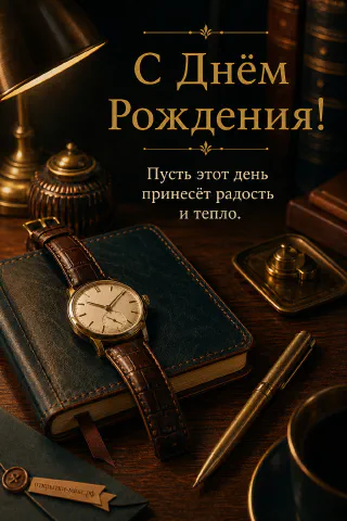 Золотые наручные часы на кожаном синем ежедневнике с перьевой ручкой