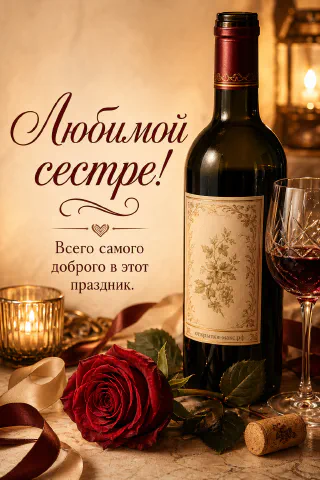Бутылка красного вина, хрустальный бокал и красная роза на фоне горящих свечей