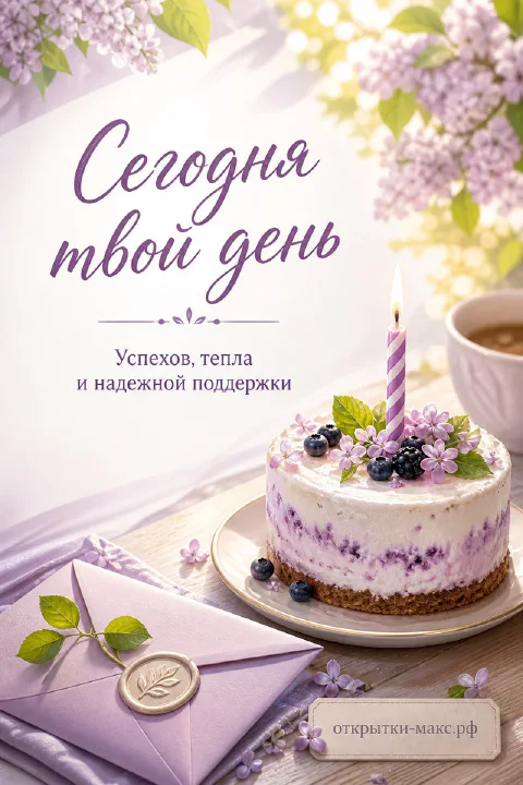 Теплый домашний праздник, конверт и карточка с местом для текста