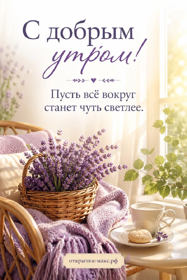 Акварельный венок из коралловых и голубых листьев и веточек с надписью «С добрым утром» в центре — вариант 4