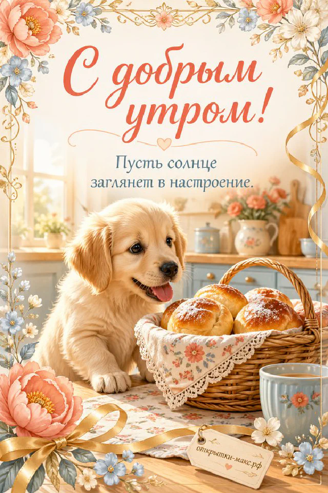 Белый кувшин с ромашками и васильками и чашка кофе на столе у окна с летним рассветом — вариант 2