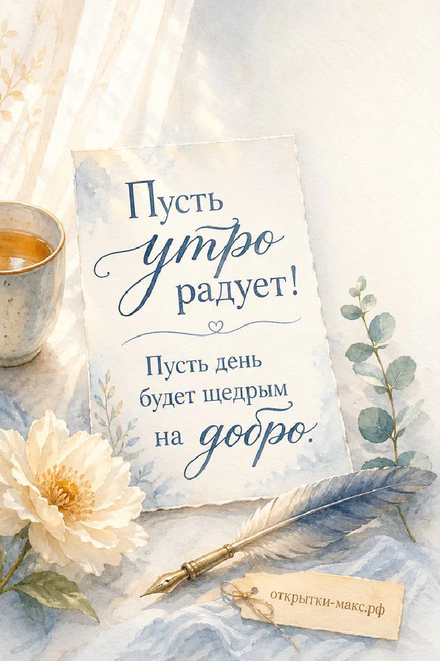 Кремовая чашка чая на деревянном спиле среди листьев и веточек рядом с цветочной карточкой — вариант 2