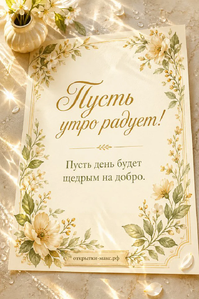 Кремовая чашка чая на деревянном спиле среди листьев и веточек рядом с цветочной карточкой — вариант 3