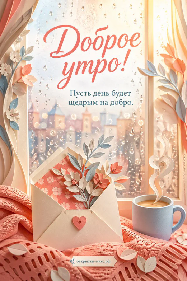 Чашка чая на блюдце с печеньем, ветка белой магнолии и конверт с голубым бантом на нежно-голубой ткани — вариант 2