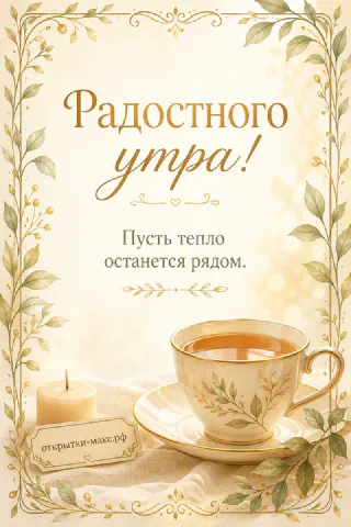 Фарфоровая чашка чая на блюдце и белая свеча среди золотистых листьев на кремовом фоне