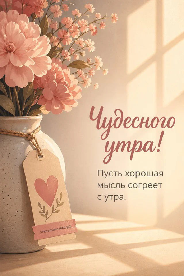 Открытка с золотой каллиграфией в конверте среди оливковых веток на фоне рассветного облачного неба — вариант 3