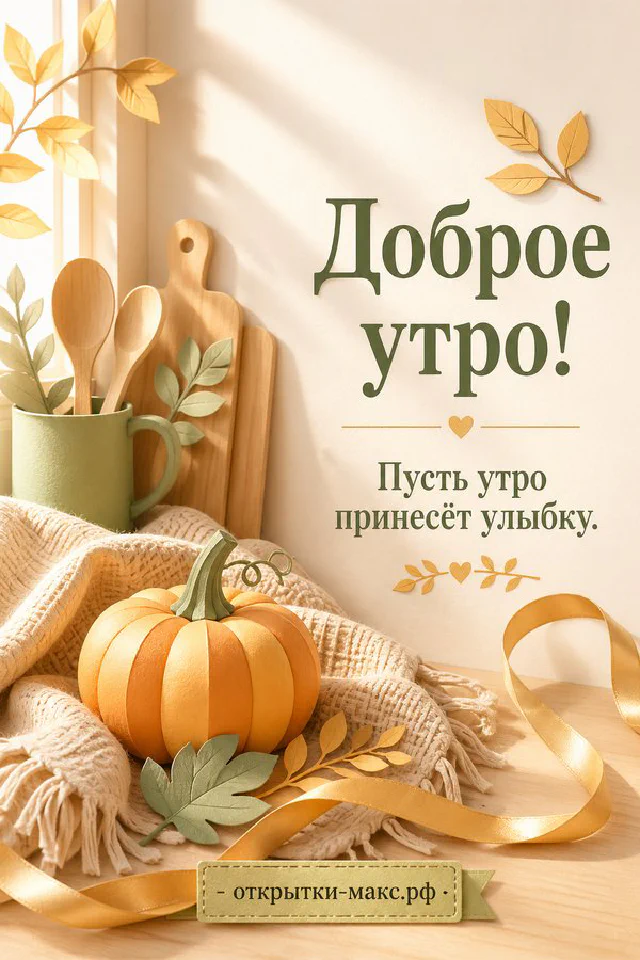 Белая чашка чая, ветка белой сирени и записочка с голубой лентой — открытка Доброе утро — вариант 3