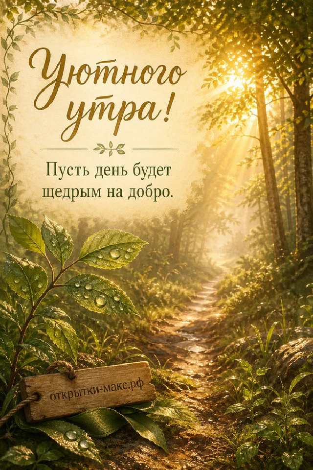 Розовый эмалированный чайник, кружка с чаем и печенье на деревянной стойке у заснеженного окна с домиком вдалеке — вариант 3