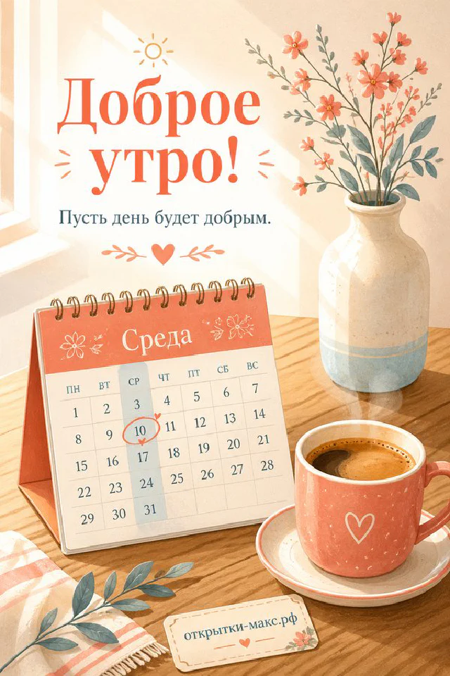 Настольный календарь с лавандовым полем, чашка кофе на блюдце с печеньем и горшок с лавандой на солнечном столе — вариант 4