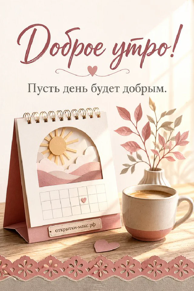 Настольный календарь с лавандовым полем, чашка кофе на блюдце с печеньем и горшок с лавандой на солнечном столе — вариант 8
