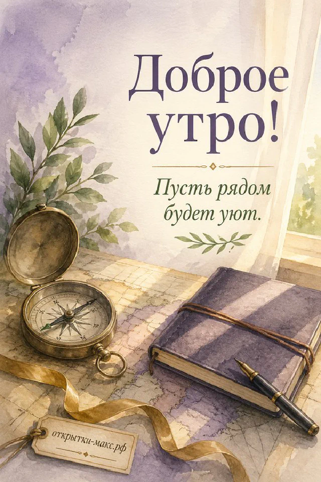 Латунный компас, тёмно-синий кожаный блокнот с пером и бумажной биркой на старой бежевой карте — вариант 6