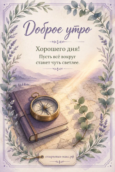 Латунный компас и блокнот на старой географической карте с ветками эвкалипта
