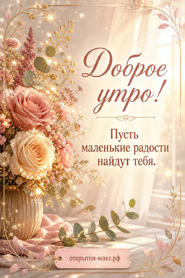 Белая ваза с заснеженными хвойными ветками и шишками, миска мандаринов на розовом платке у морозного окна — вариант 2