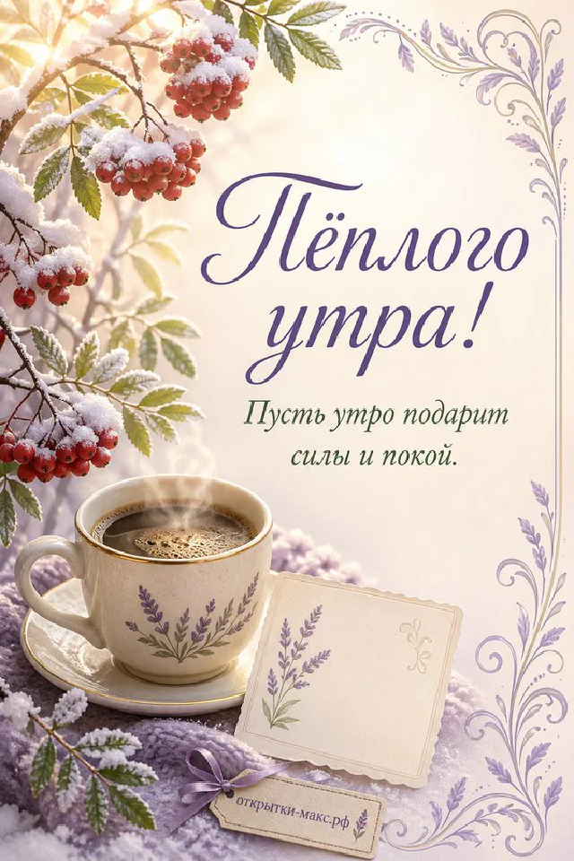 Открытка с объёмными бумажными цветами пудрово-розового цвета по углам декоративной рамки на бежевом фоне — вариант 2