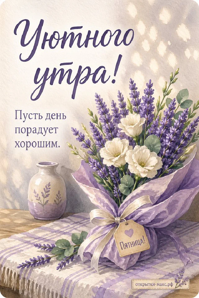 Букет пудрово-розовых роз в крафтовой упаковке, чашка кофе и блокнот с ручкой на светлом столе у окна, бумажная бирка с надписью «Пятница» — вариант 2