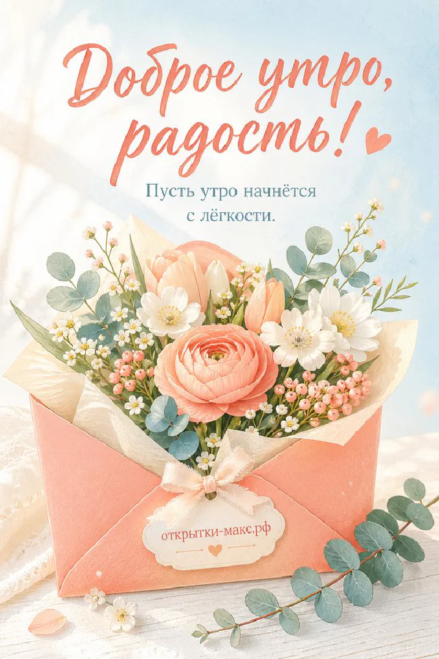Акварельное печенье на тарелке с розовыми розами, надпись «Доброе утро, радость!» — вариант 2