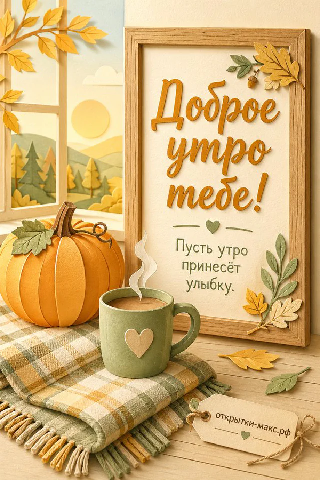 Букет нежных цветов и печенье у окна в утреннем свете, надпись «Доброе утро тебе» — вариант 4