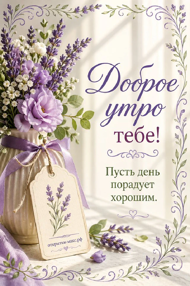 Розовые тапочки с сердцами и чашка чая у кровати с подушками и открыткой-сердечком — вариант 4
