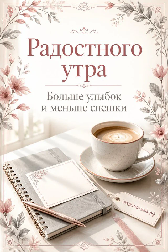 Акварельная открытка с фиолетовыми фиалками в горшке и раскрытой книгой на подоконнике при утреннем свете — вариант 3