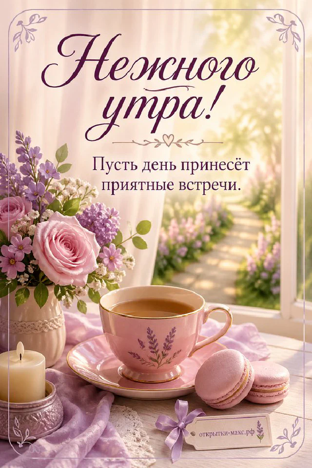 Тарелка с двумя круглыми пирожными с ягодной начинкой, миска со свежей малиной и черникой, кружка с напитком у окна — вариант 4