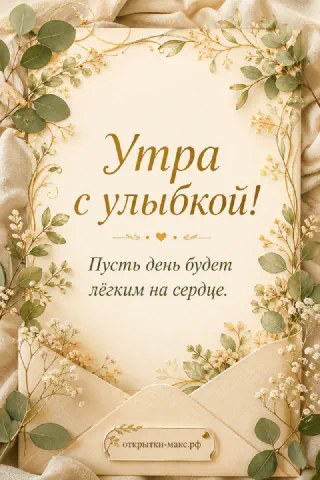 Бумажный конверт в обрамлении золотистых веточек и полевых трав на бежевом фоне
