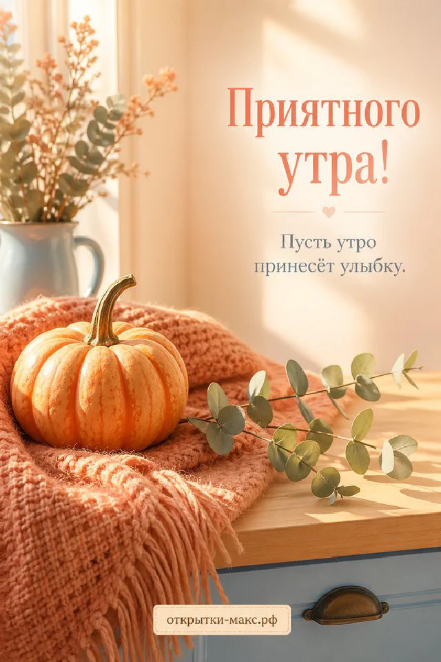Серая кружка капучино с латте-арт сердечком и маленький кактус с надписью «Приятного утра» — вариант 4