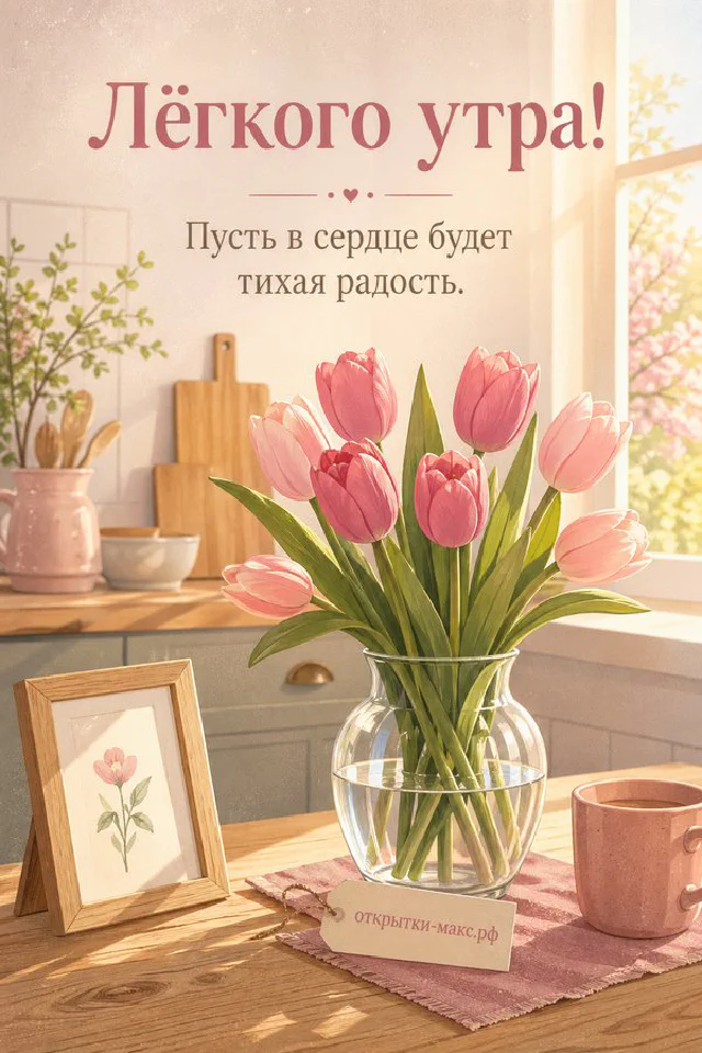 Чашка чая на книге у окна со снежинками и гирляндой среди розовых цветов — вариант 3