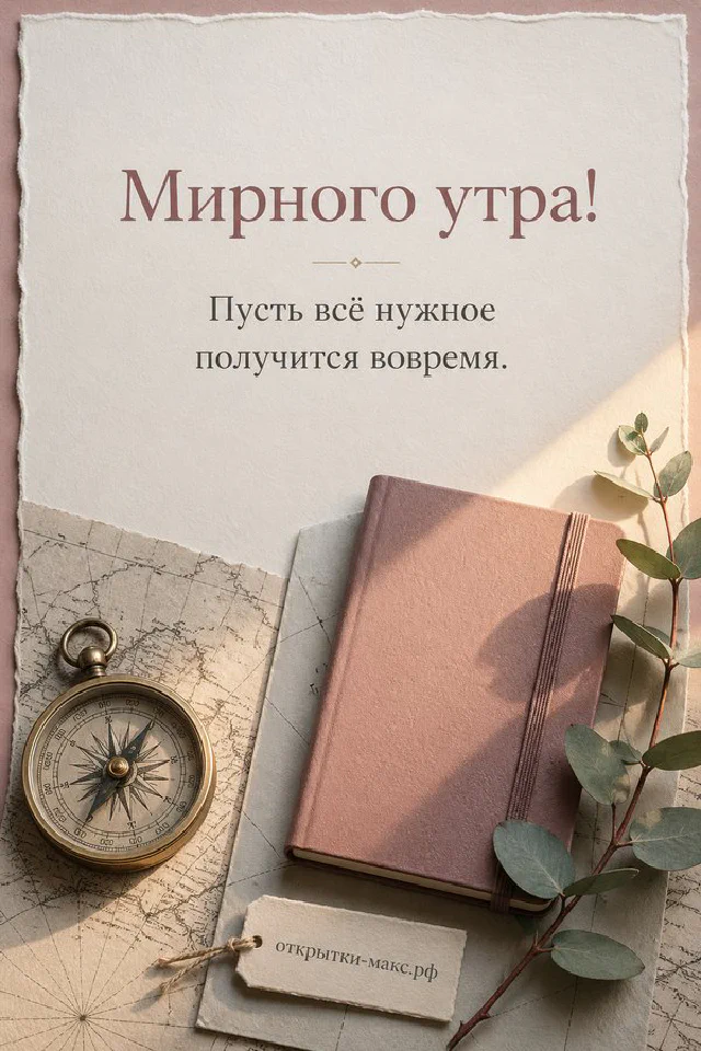 Бронзовый компас на старинной карте рядом с кожаным блокнотом и веткой эвкалипта на бежевом фоне — вариант 2