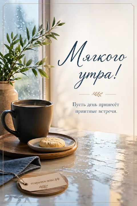 Чёрная кружка горячего кофе с печеньем на деревянном столе у мокрого зимнего окна