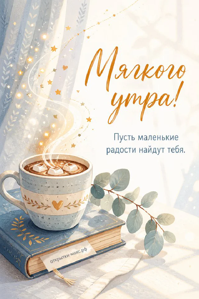 Розовые герберы в прозрачной вазе с розовой лентой на фоне декора кухни с кружкой — вариант 2