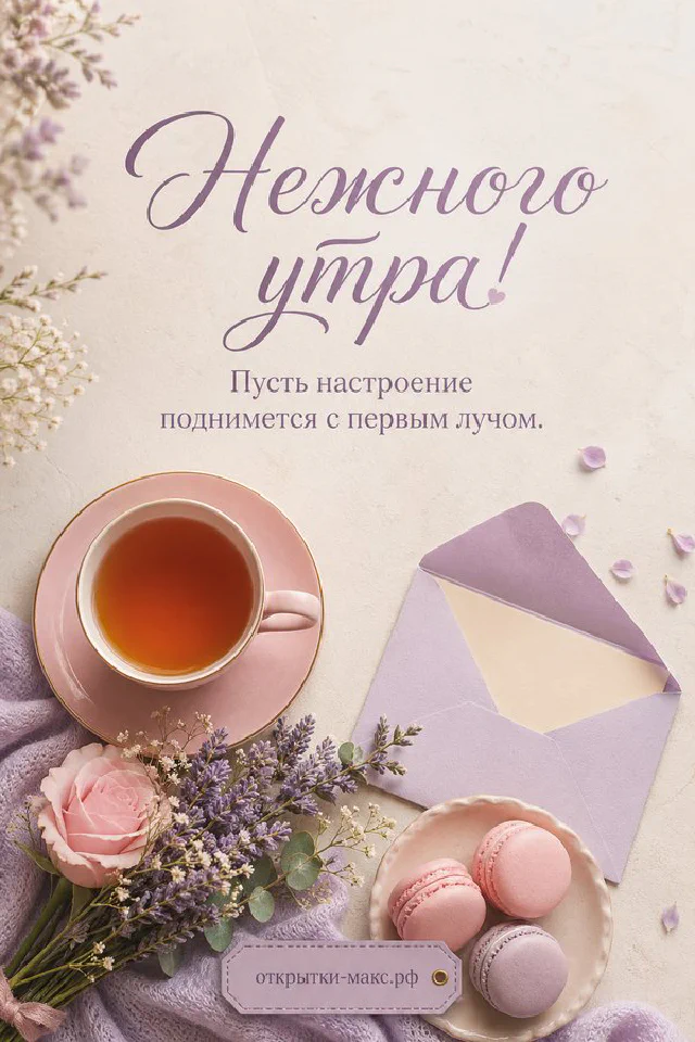 Букет розовых тюльпанов в фарфоровой вазе и чашка кофе на столике в утреннем саду на фоне восходящего солнца — вариант 4