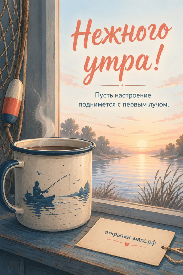 Букет розовых тюльпанов в фарфоровой вазе и чашка кофе на столике в утреннем саду на фоне восходящего солнца — вариант 5