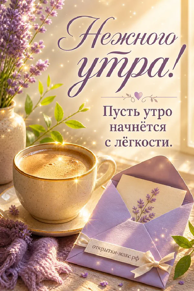 Розовая фарфоровая чашка чая на блюдце, тарелочка с макарунами и бумажный букет у окна в пастельной гамме — вариант 5