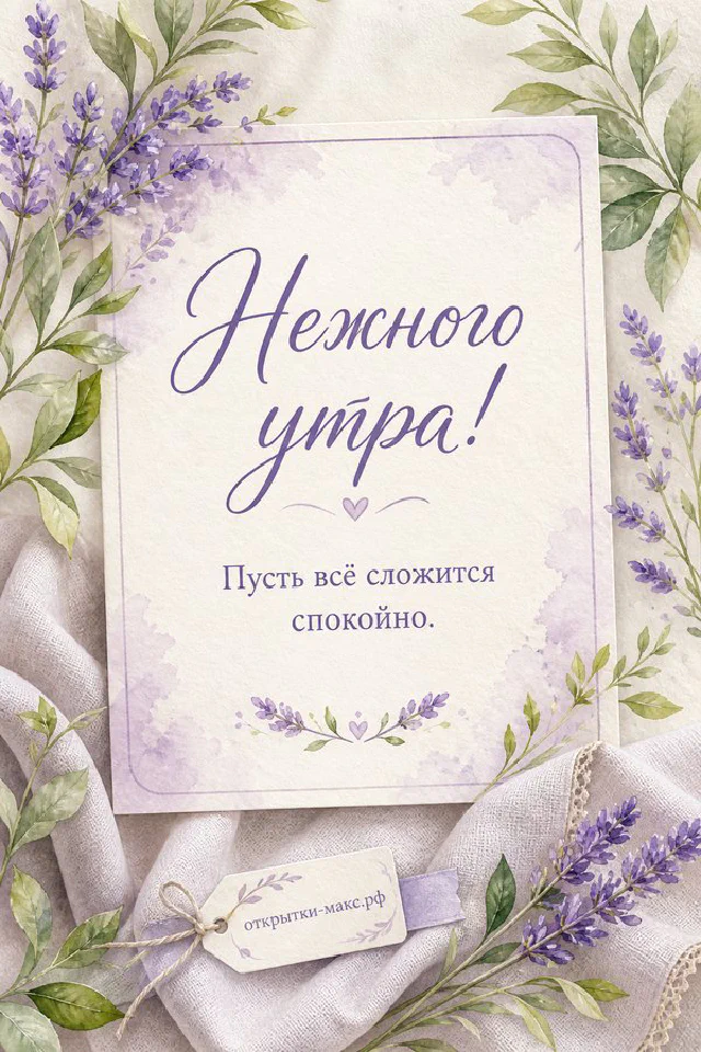 Розовая чашка чая, пара пастельных макарунов и букет из розовых роз с гипсофилой — открытка Нежного утра — вариант 3