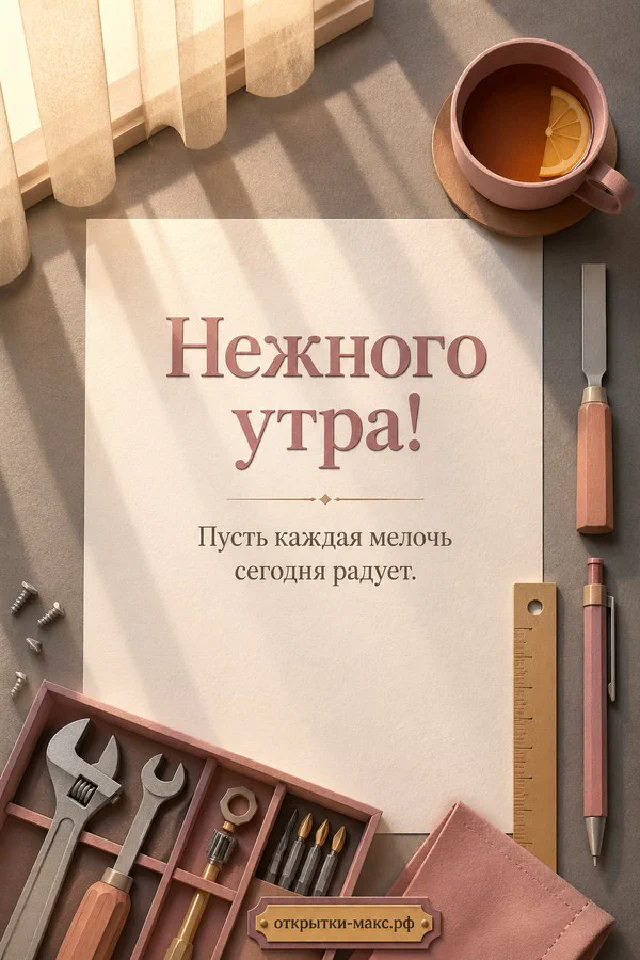 Полосатый кот сидит на подоконнике у открытого окна, за которым синички и цветущая ветка, рядом букет ромашек и чашка чая — вариант 5