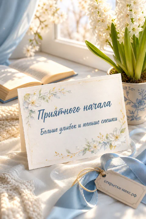 Открытка в цветочной рамке и мягкий кремовый фон