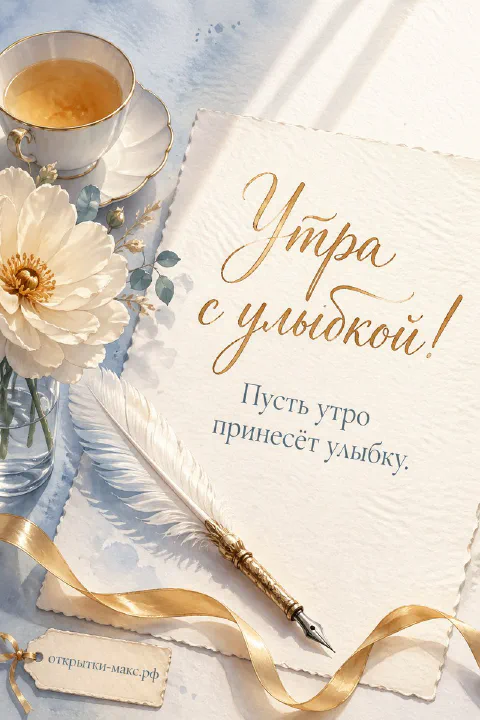 Белый цветок хризантемы, золотое перо и чашка чая на листе акварельной бумаги