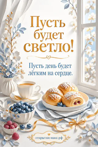 Тарелка с румяными булочками и ягодами черники и малины рядом с кофе и белыми цветами у окна
