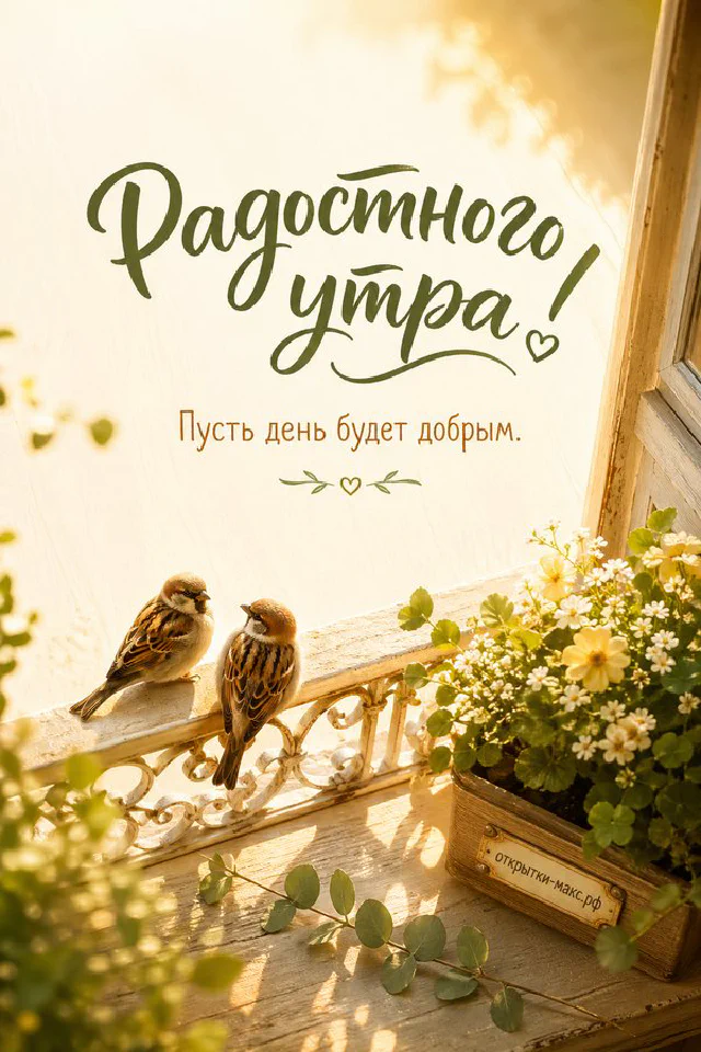 Акварельная иллюстрация: большая зелёная чашка кофе с пенкой, рядом будильник с улыбкой и рамка с цветочной картинкой — вариант 3
