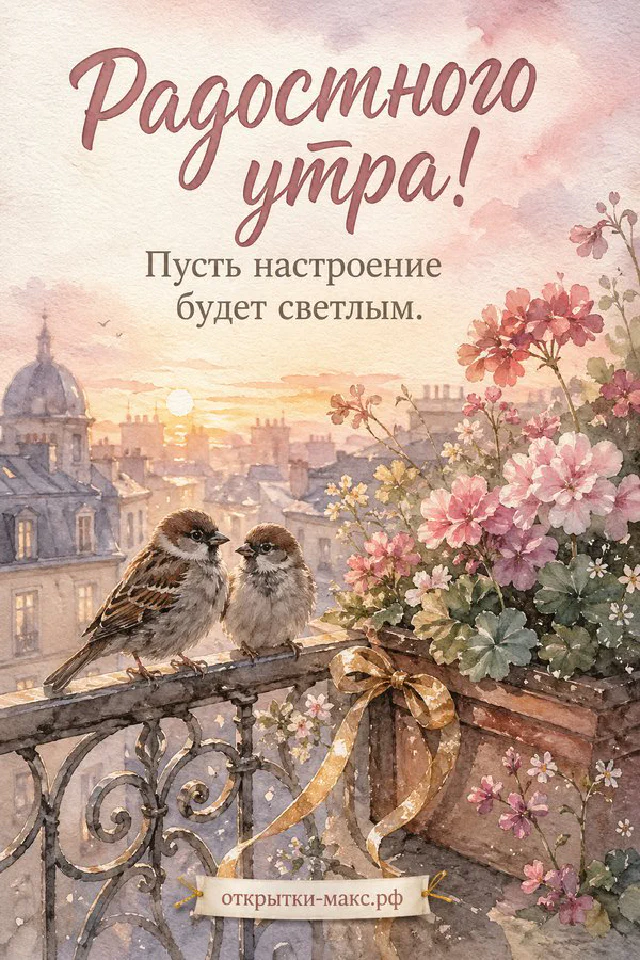 Стеклянная банка с букетом сирени и ромашек и чашка чая у окна с видом на хвойный лес и рассветную тропинку — вариант 4