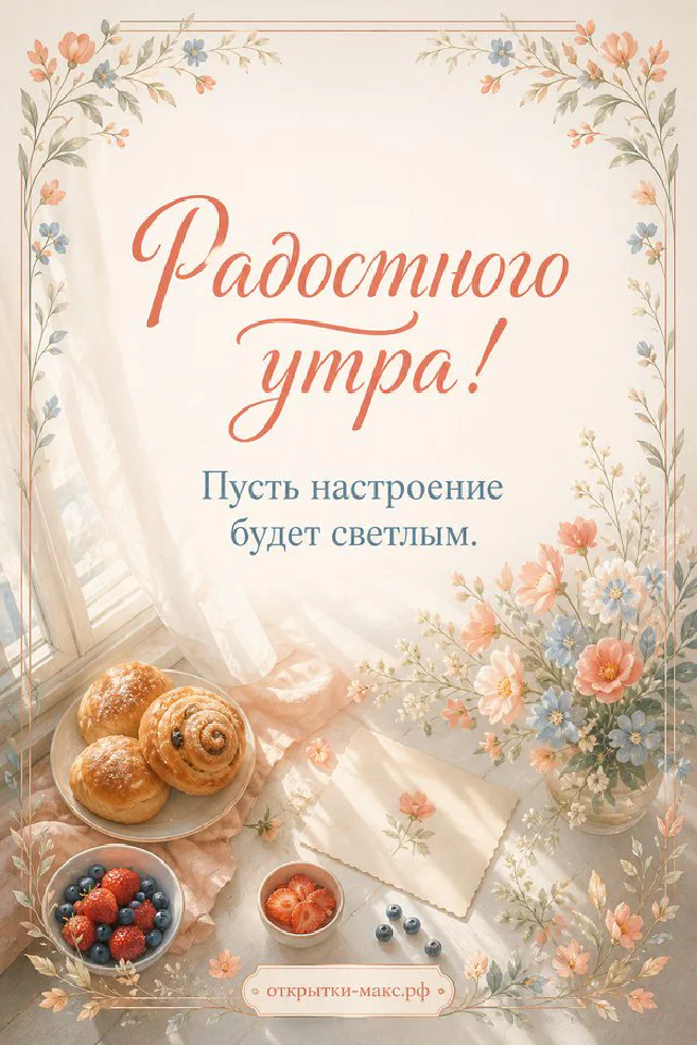 Стеклянная банка с букетом сирени и ромашек и чашка чая у окна с видом на хвойный лес и рассветную тропинку — вариант 5