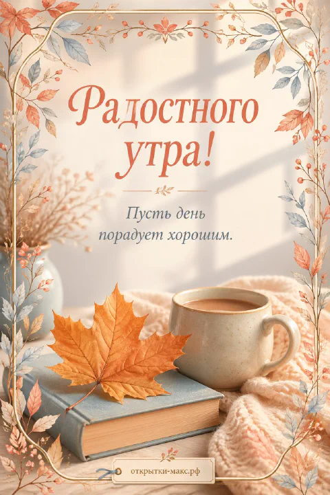 Чашка кофе с кленовым листом на книге у мягкого персикового пледа в осенней рамке