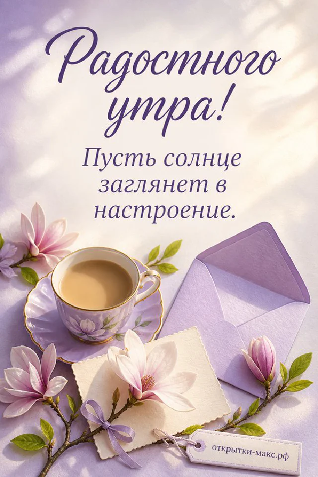 Чашка кофе, старинный компас и карта на столе путешественника, надпись «Радостного утра» — вариант 3