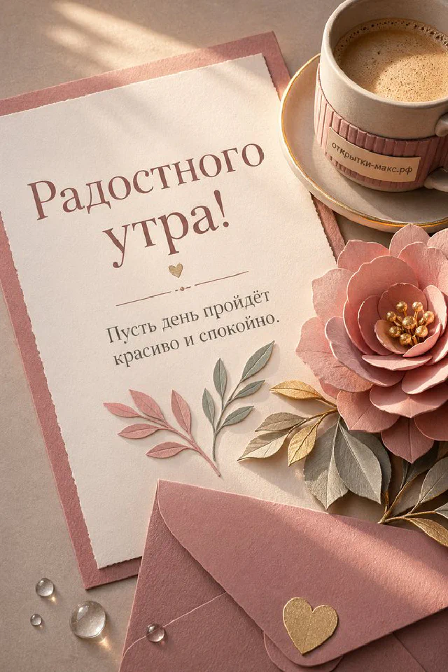 Букет персиковых и кремовых роз с гипсофилой, кремовое бумажное письмо и маленькая свеча на бледно-голубой ткани — вариант 5