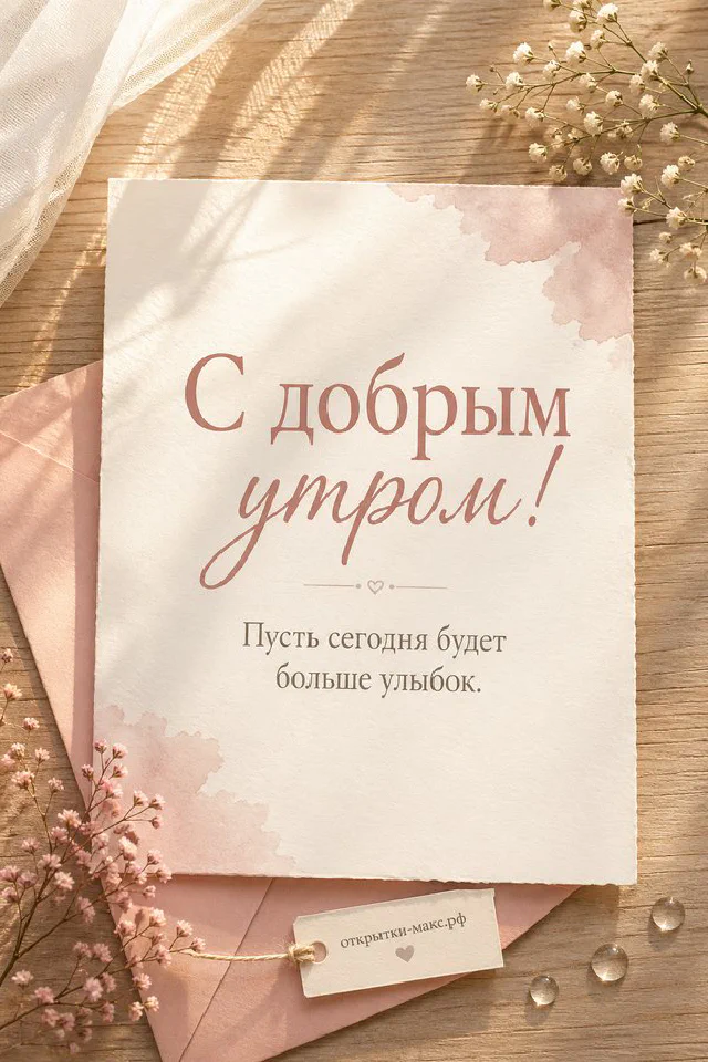 Маленький рыжий щенок смотрит в кадр рядом с плетёной корзиной свежих булочек, букетом ромашек и чашкой кофе — вариант 5