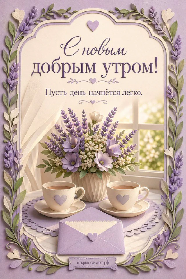 Букет кремовых роз в кувшине, две керамические чашки кофе с сердечками и записка на залитом солнцем подоконнике — вариант 5