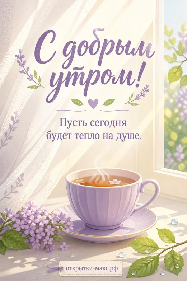Акварельная открытка: рыжий щенок-кокер сидит рядом с корзинкой булочек и розовой кружкой латте — вариант 6