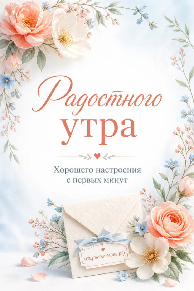 Акварельная открытка с фиолетовой сиренью в вазе, книгой с цветком и окном с утренним светом — вариант 2