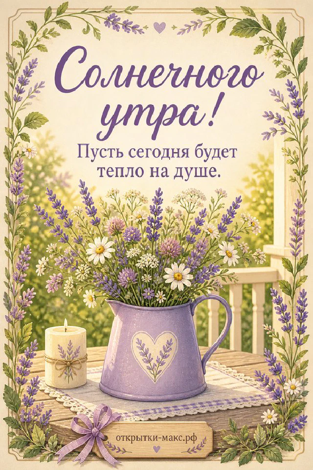 Стопка блинов с ягодами и сметаной, надпись «Солнечного утра», акварель — вариант 6